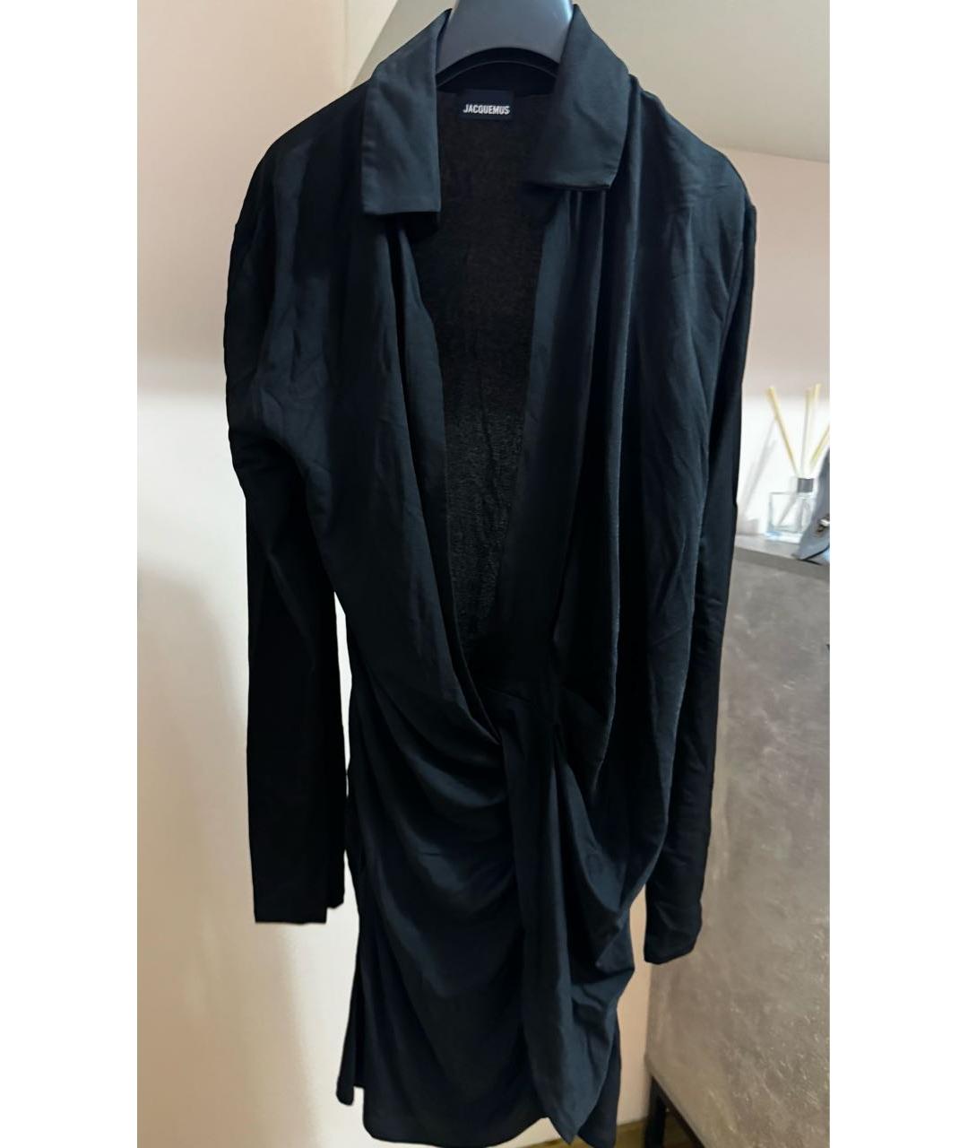 JACQUEMUS Черное вискозное коктейльное платье, фото 8