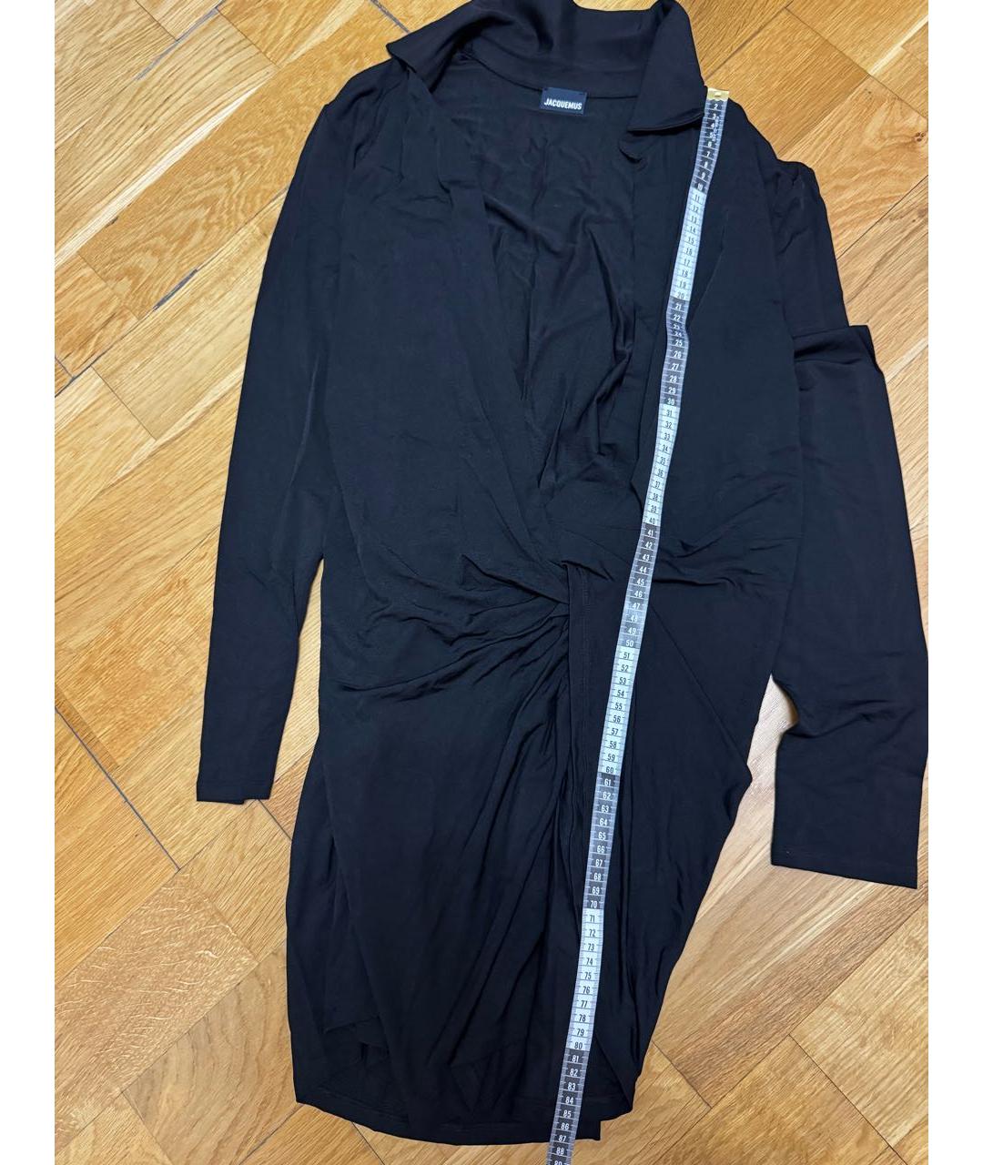 JACQUEMUS Черное вискозное коктейльное платье, фото 5