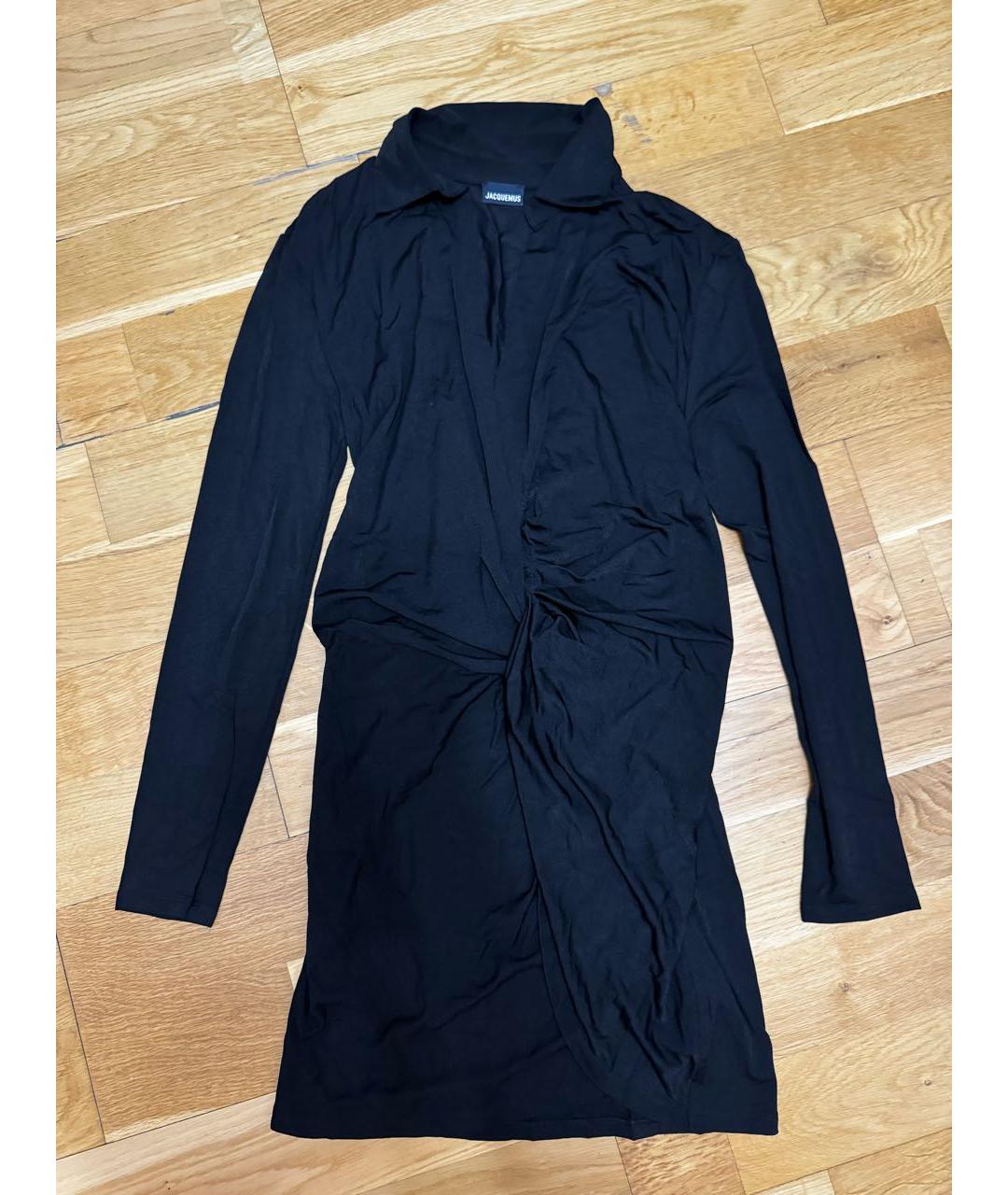 JACQUEMUS Черное вискозное коктейльное платье, фото 2