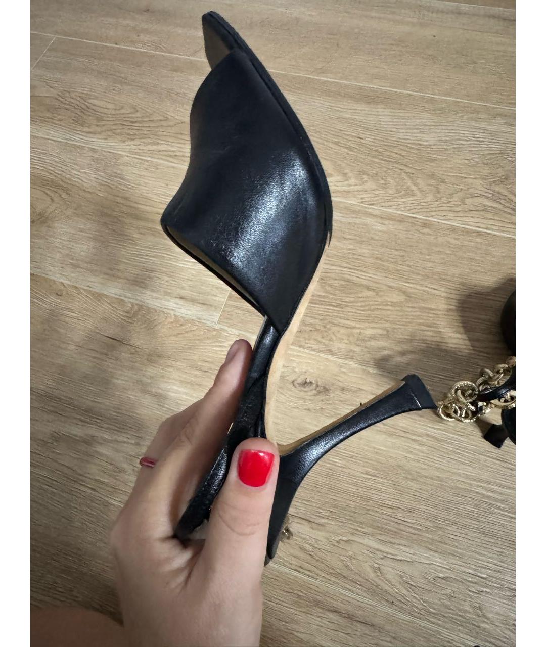 JIMMY CHOO Черные кожаные босоножки, фото 6