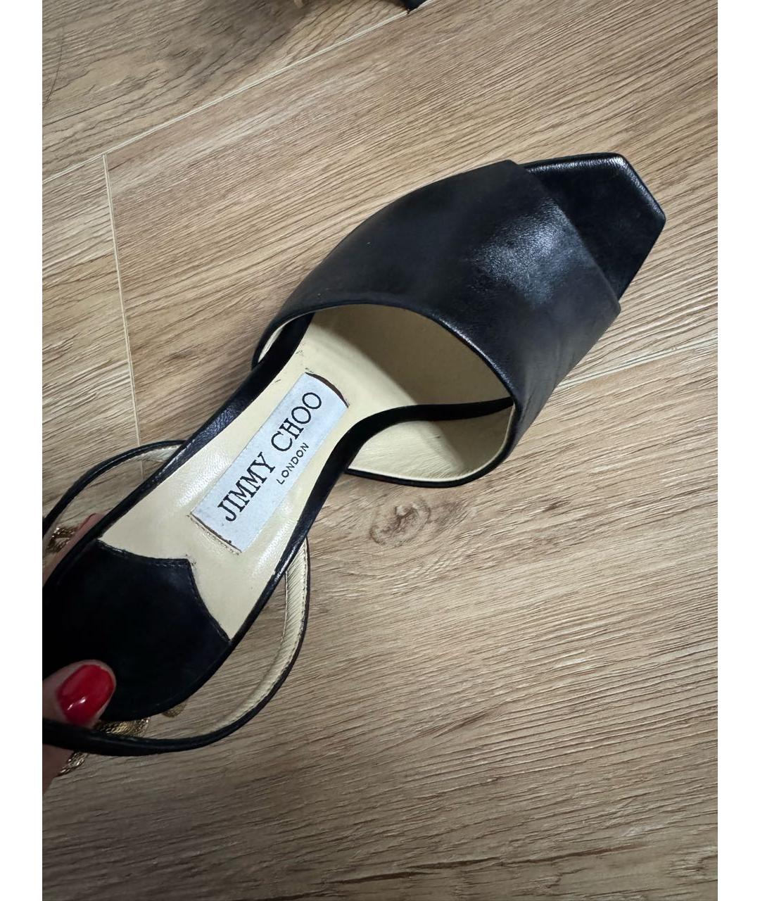 JIMMY CHOO Черные кожаные босоножки, фото 4