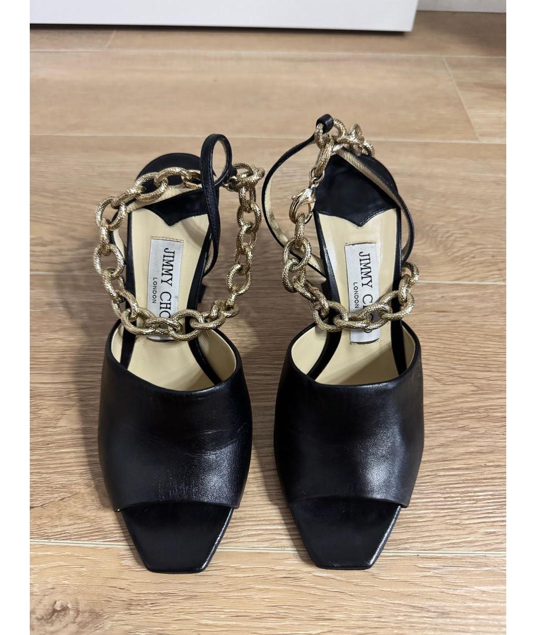 JIMMY CHOO Черные кожаные босоножки, фото 2