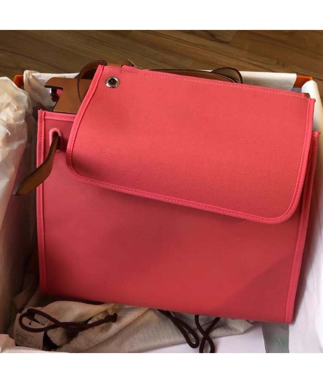 HERMES Розовая жаккардовая сумка с короткими ручками, фото 7