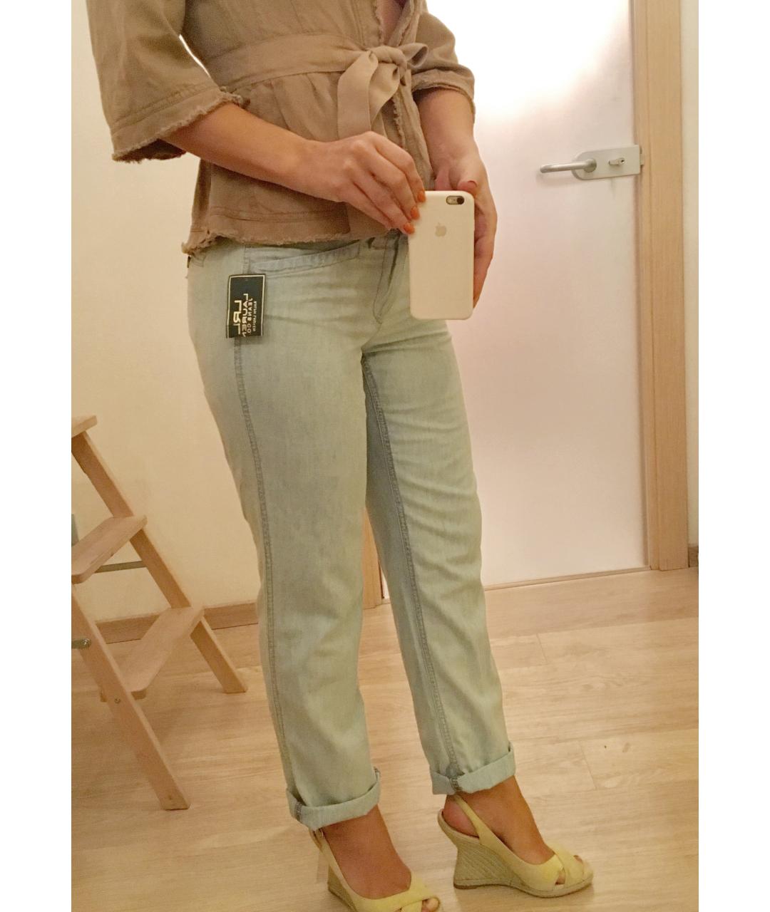 RALPH LAUREN Голубые хлопковые прямые джинсы, фото 2