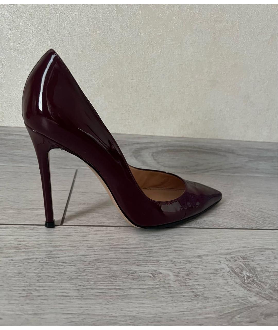 GIANVITO ROSSI Бордовые туфли из лакированной кожи, фото 7