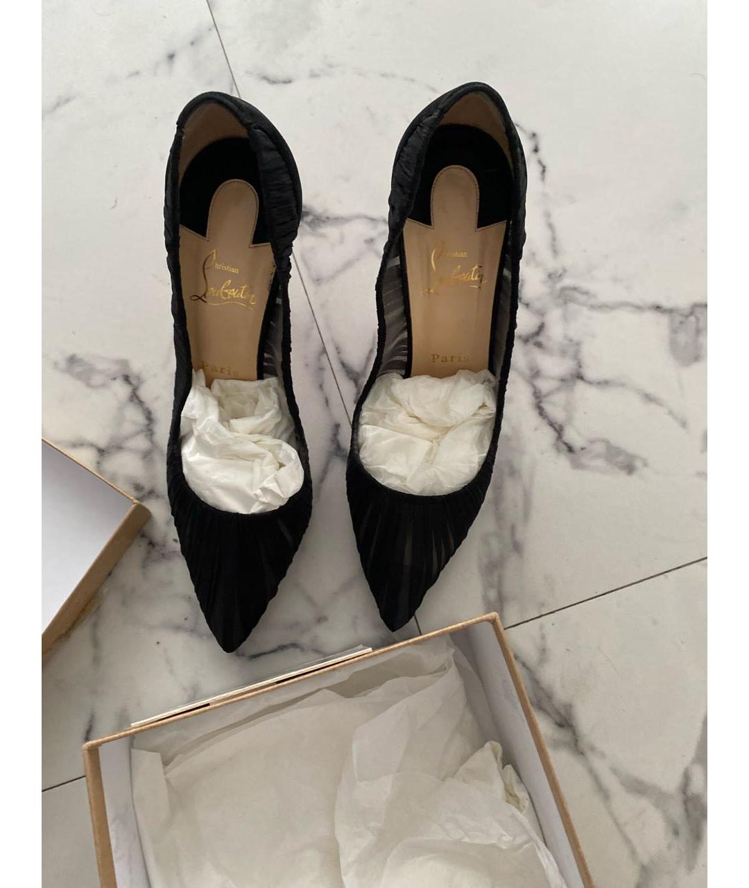 CHRISTIAN LOUBOUTIN Черные текстильные туфли, фото 2