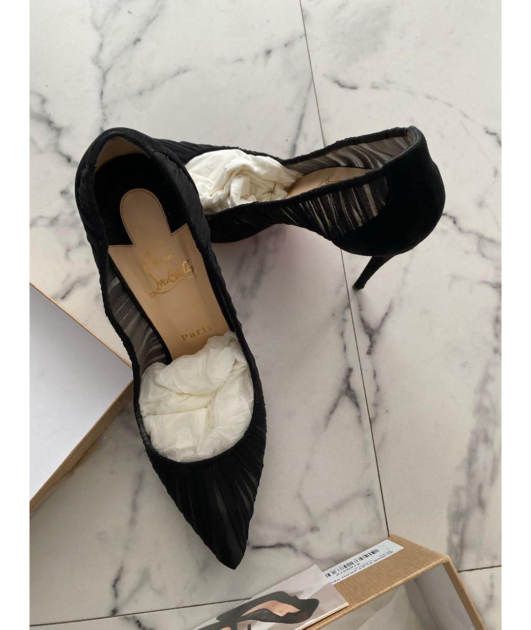 CHRISTIAN LOUBOUTIN Черные текстильные туфли, фото 3