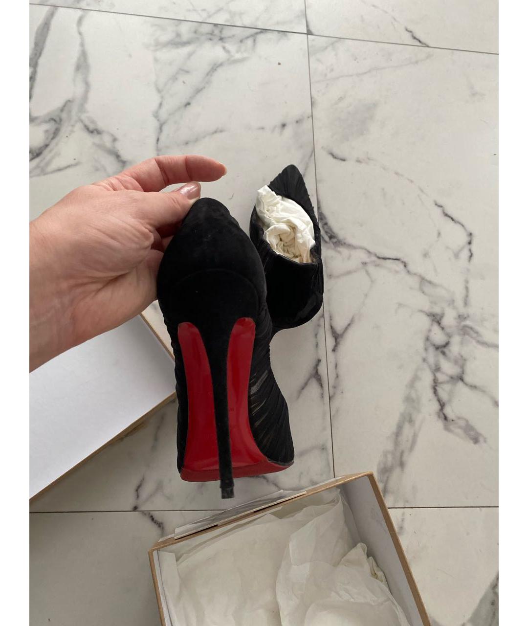 CHRISTIAN LOUBOUTIN Черные текстильные туфли, фото 4
