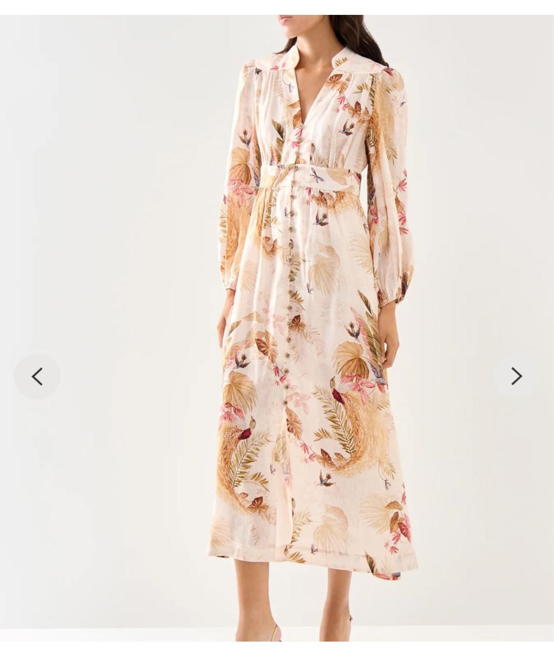 ZIMMERMANN Бежевое льняное коктейльное платье, фото 4