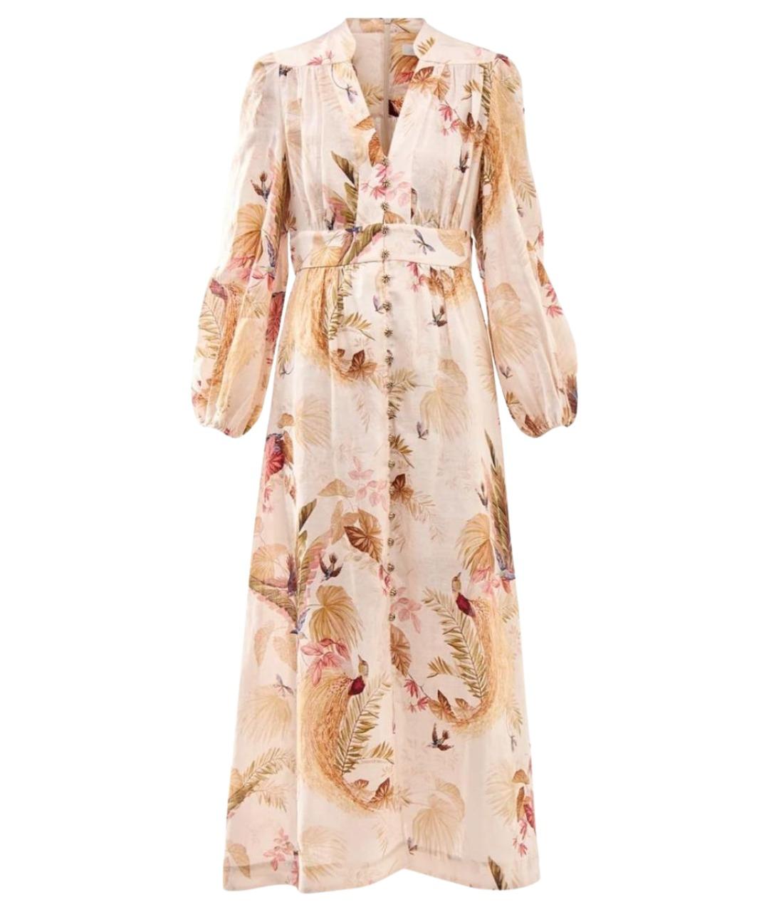 ZIMMERMANN Бежевое льняное коктейльное платье, фото 1