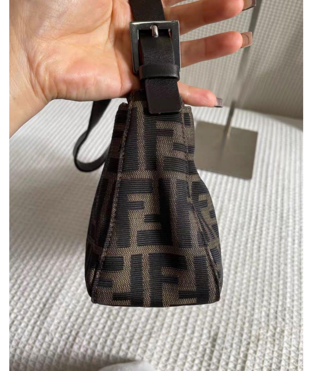 FENDI Коричневая жаккардовая сумка через плечо, фото 5