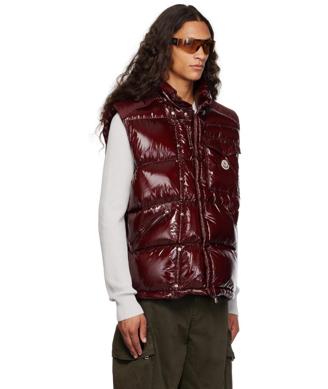 MONCLER Бордовый пуховик, фото 4