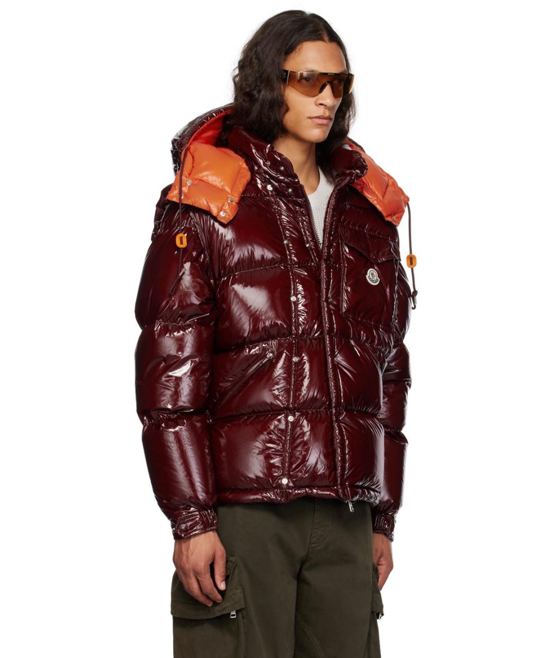 MONCLER Бордовый пуховик, фото 3