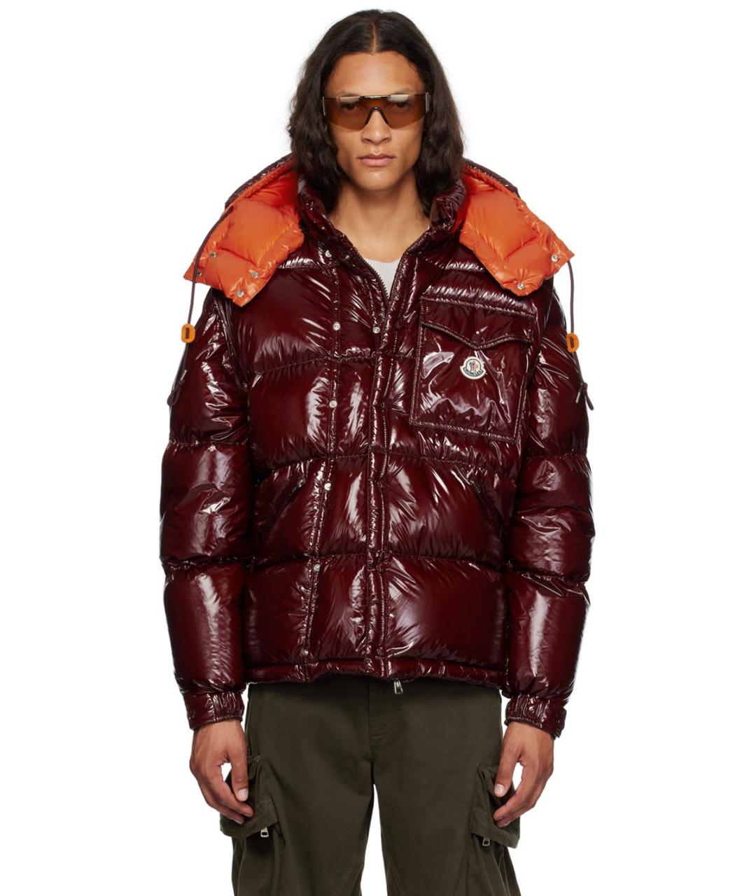 MONCLER Бордовый пуховик, фото 7
