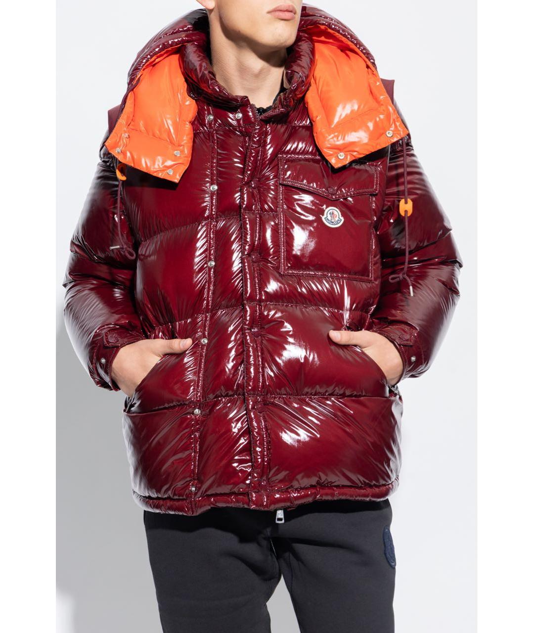 MONCLER Бордовый пуховик, фото 2