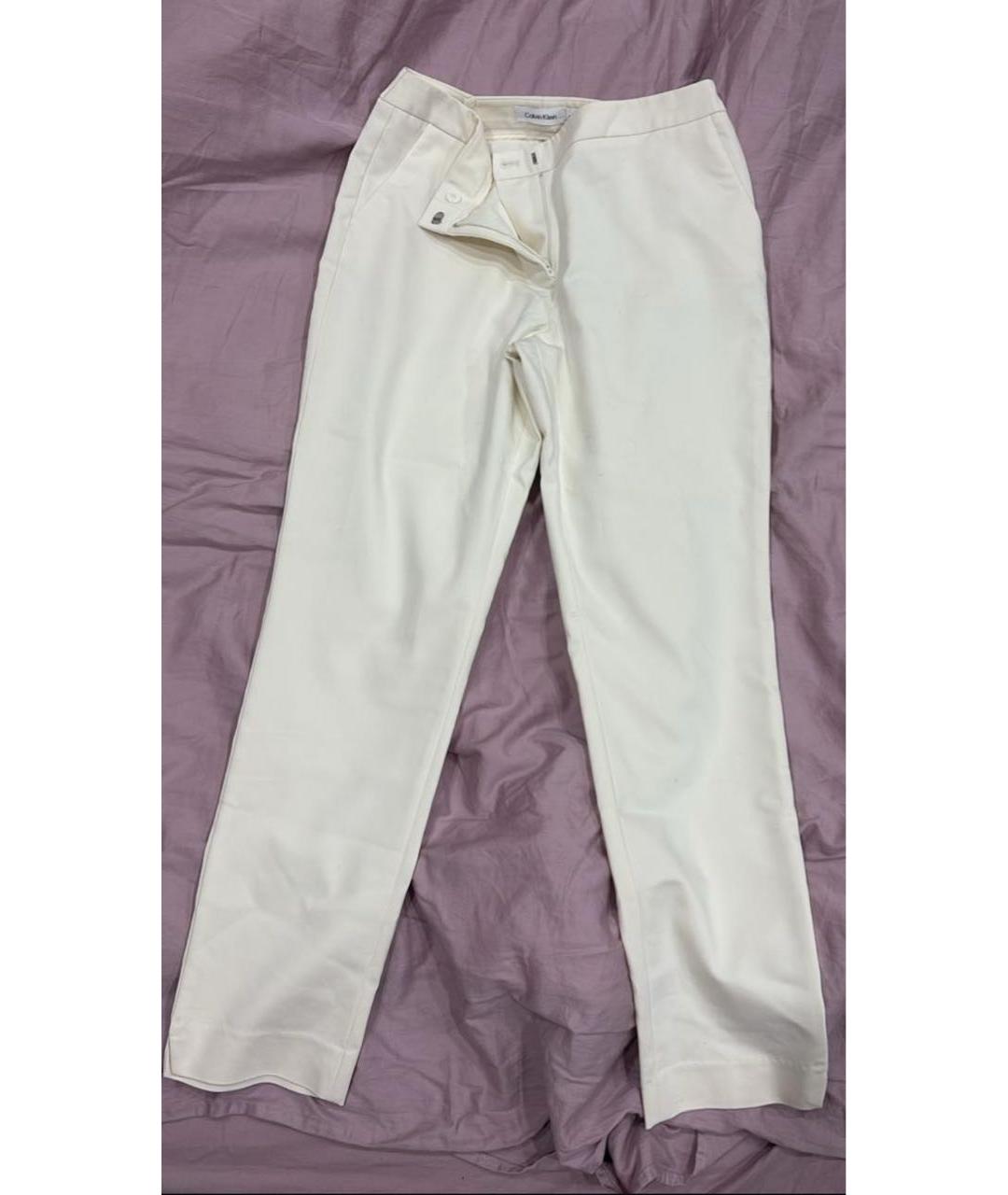 CALVIN KLEIN Бежевые хлопко-эластановые брюки узкие, фото 3