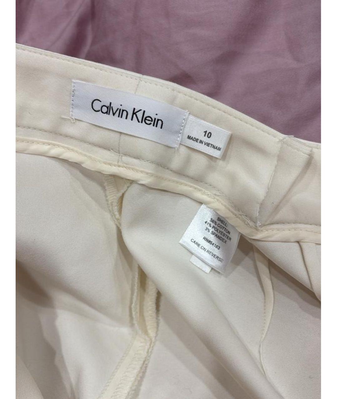 CALVIN KLEIN Бежевые хлопко-эластановые брюки узкие, фото 2