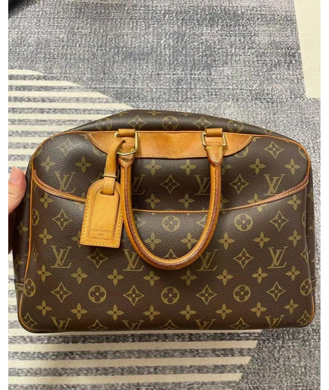 LOUIS VUITTON Коричневая кожаная сумка с короткими ручками, фото 3