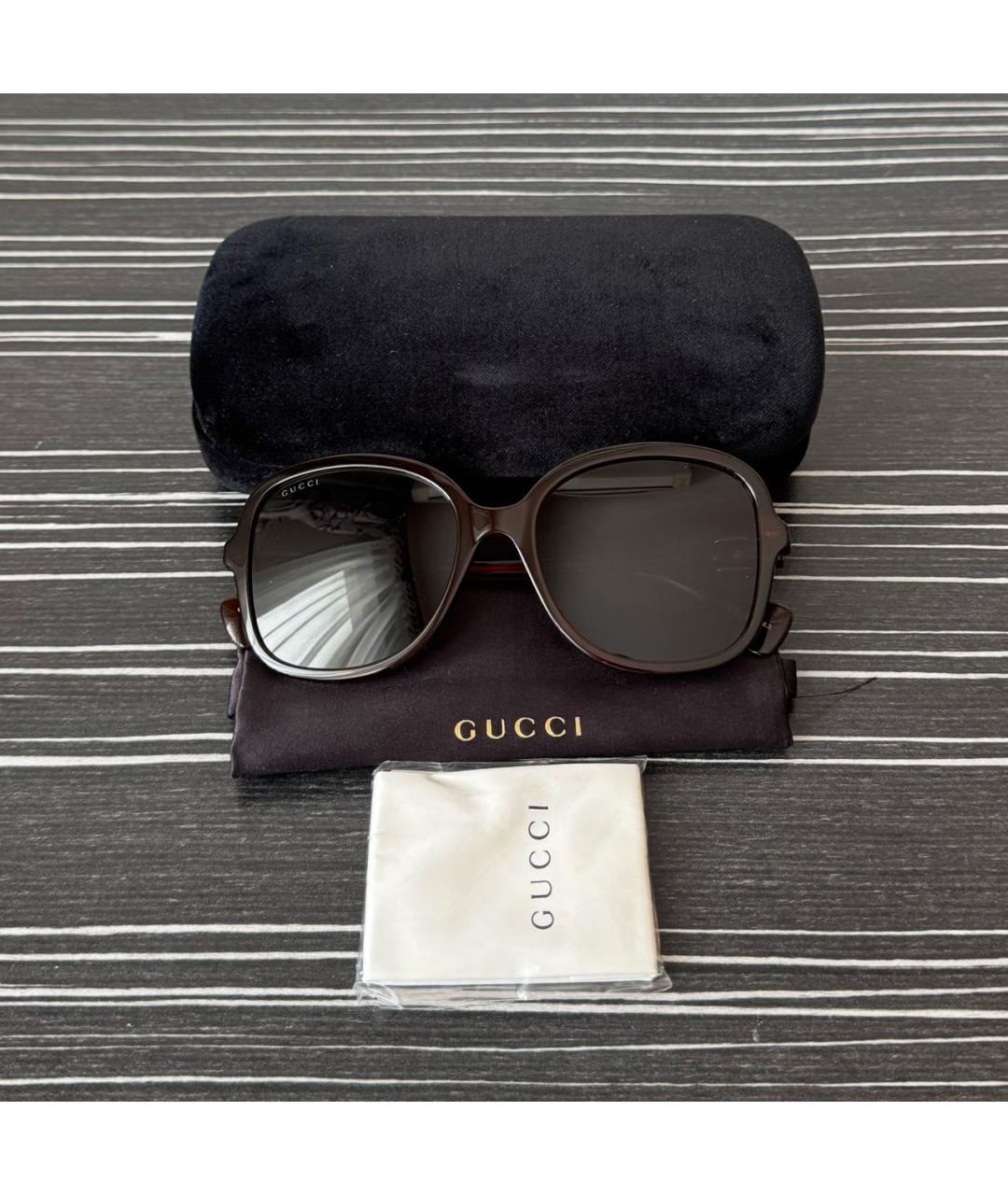 GUCCI Коричневые пластиковые солнцезащитные очки, фото 4
