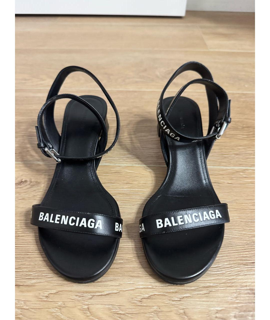 BALENCIAGA Черные кожаные босоножки, фото 2