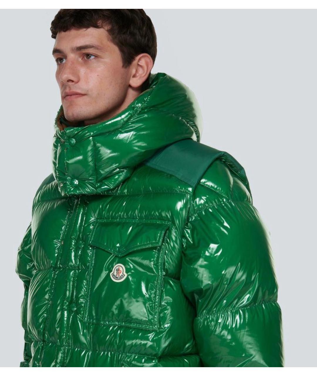MONCLER Зеленый пуховик, фото 4