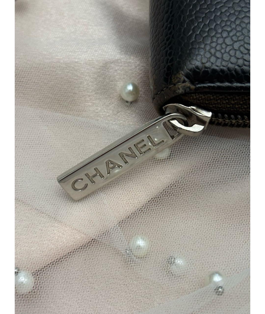 CHANEL Черный кожаный кошелек, фото 3