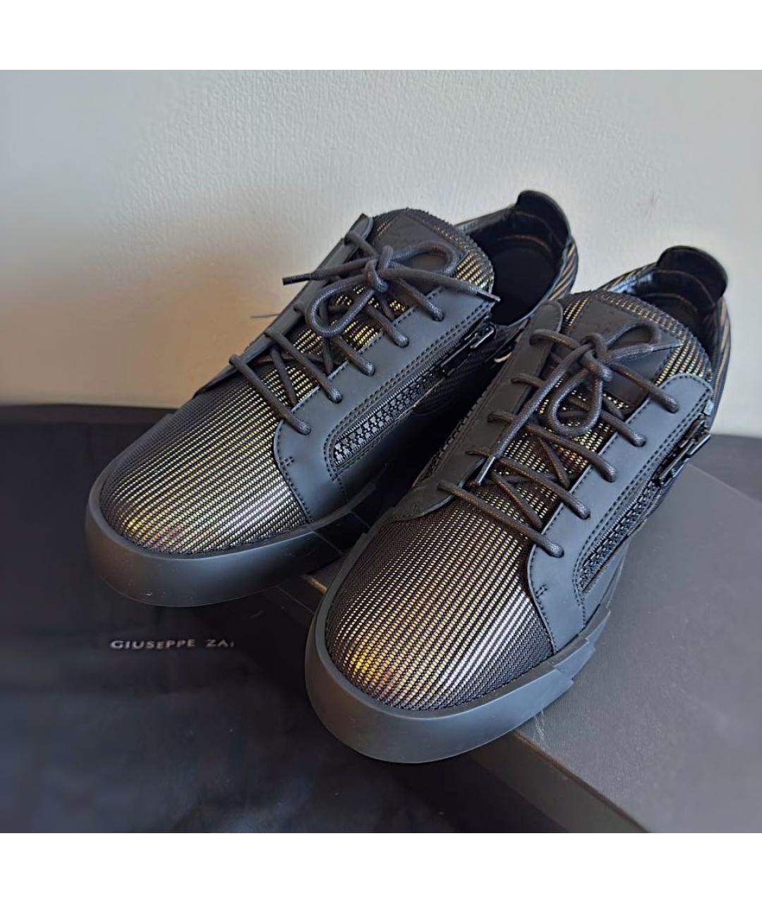 GIUSEPPE ZANOTTI DESIGN Черные кожаные низкие кроссовки / кеды, фото 2