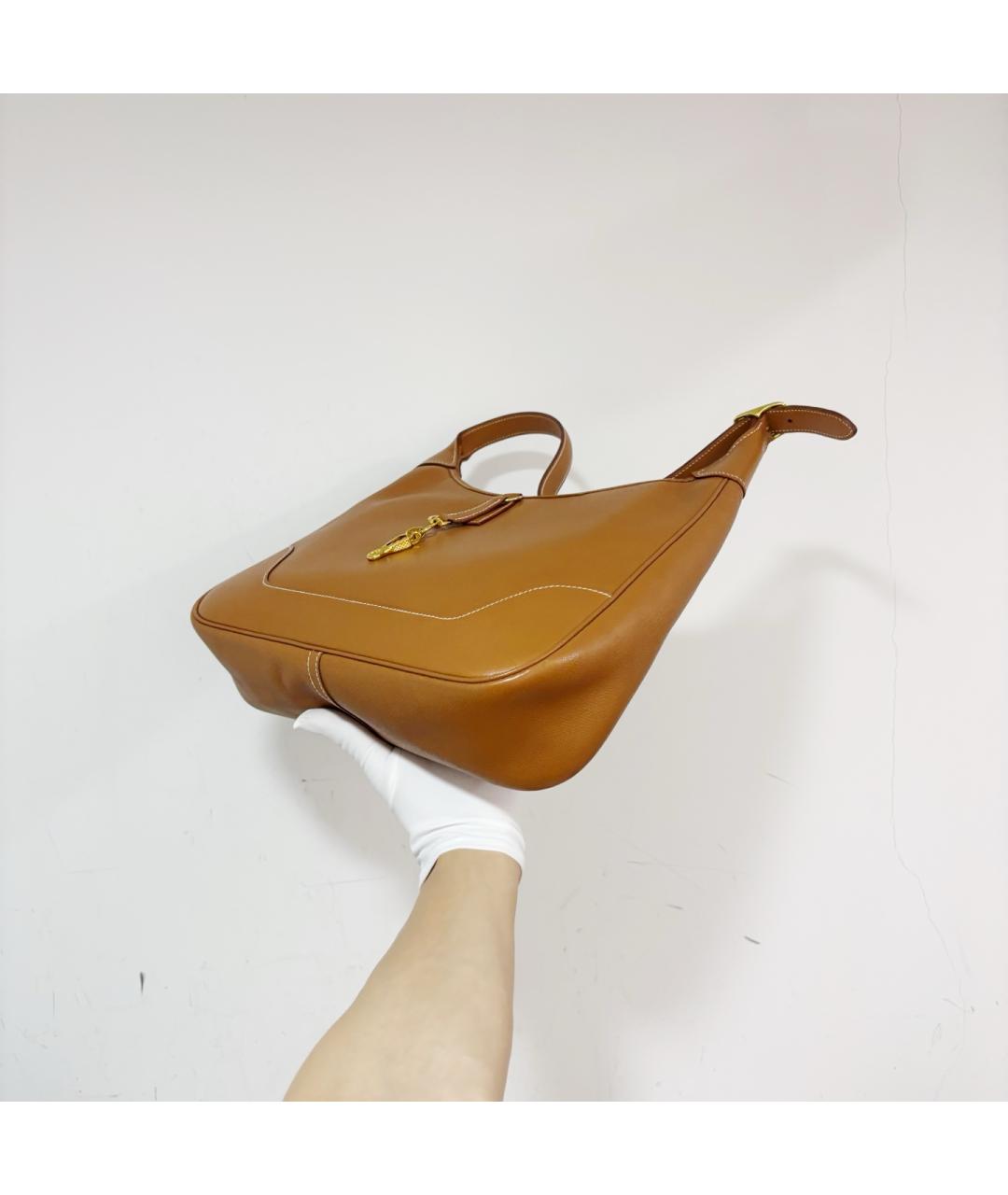 HERMES Коричневая кожаная сумка через плечо, фото 3
