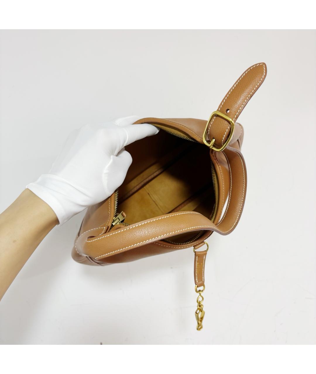 HERMES Коричневая кожаная сумка через плечо, фото 5