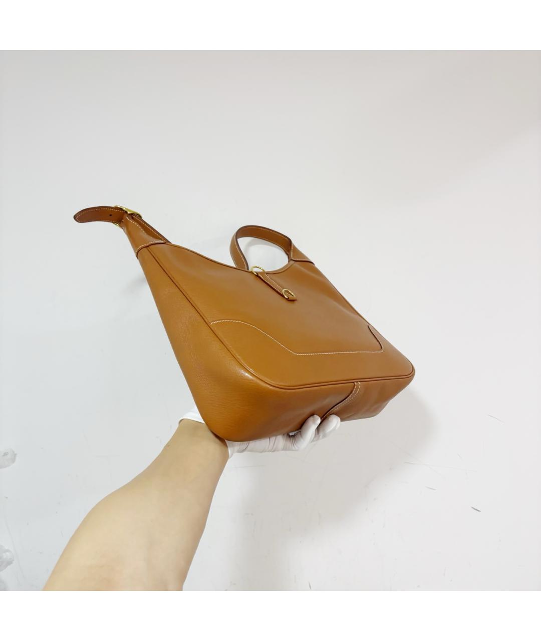 HERMES Коричневая кожаная сумка через плечо, фото 4