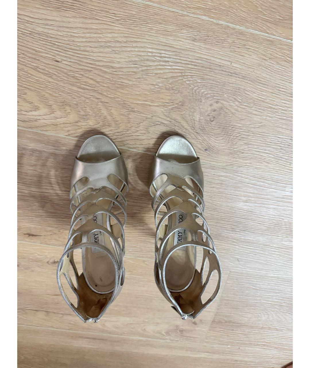 JIMMY CHOO Серебряные кожаные босоножки, фото 2