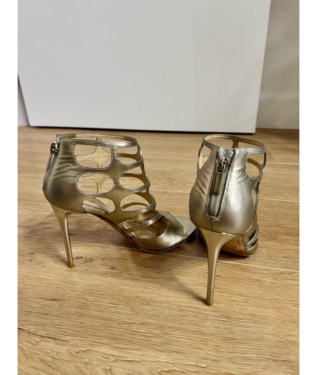 JIMMY CHOO Серебряные кожаные босоножки, фото 5