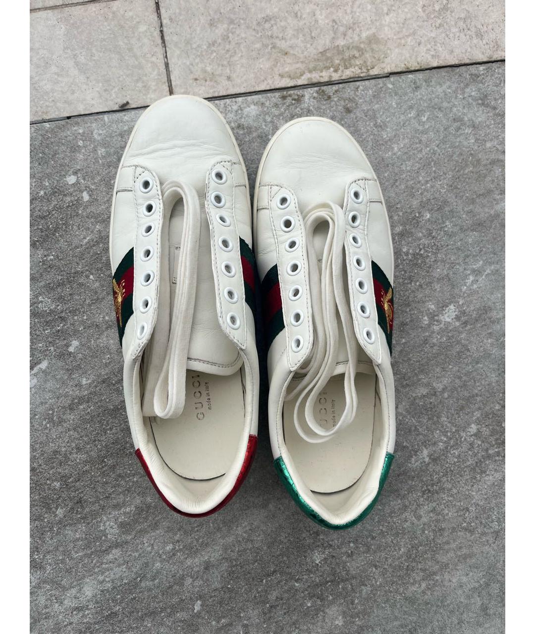 GUCCI Белые кожаные кеды, фото 3