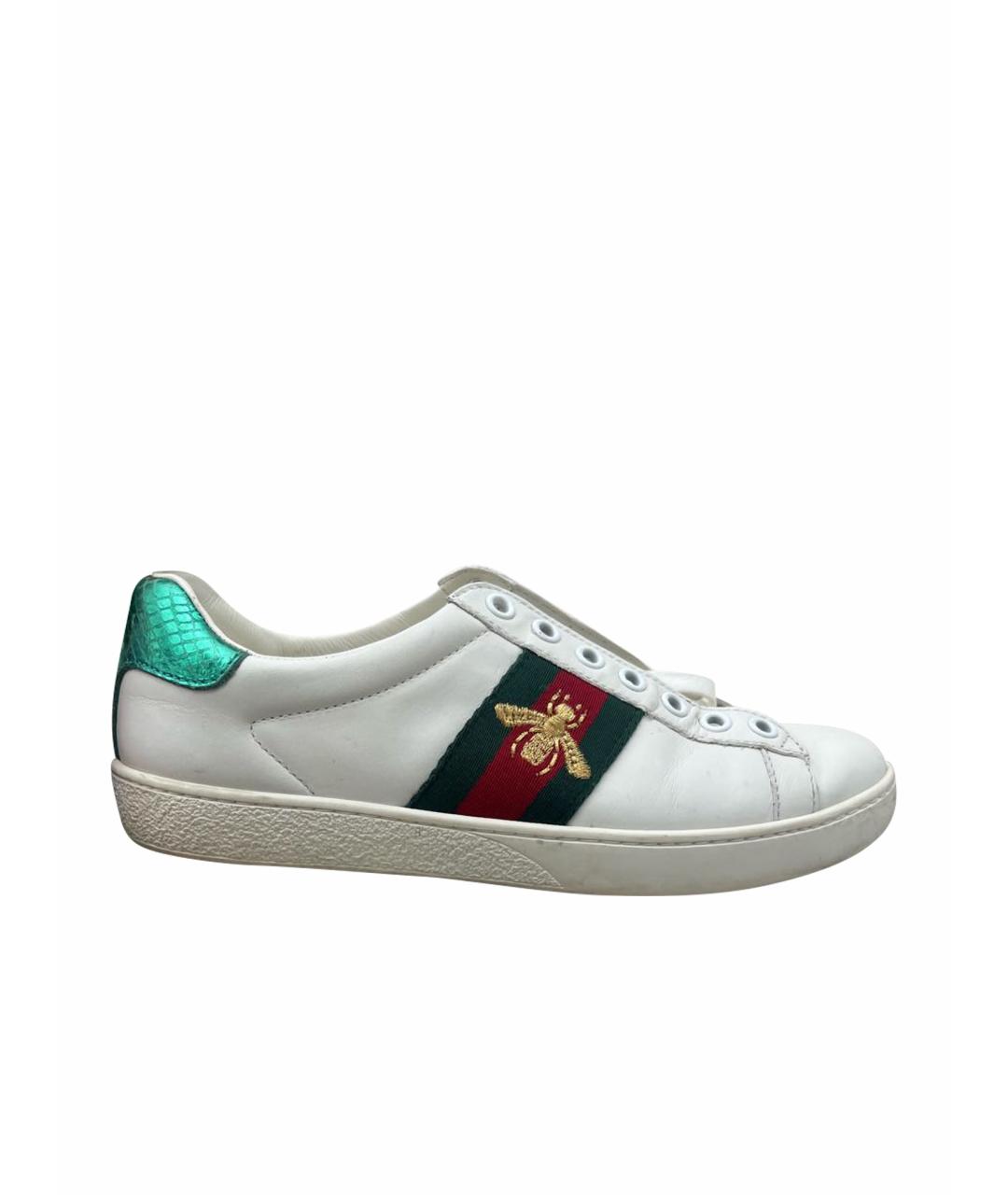 GUCCI Белые кожаные кеды, фото 1