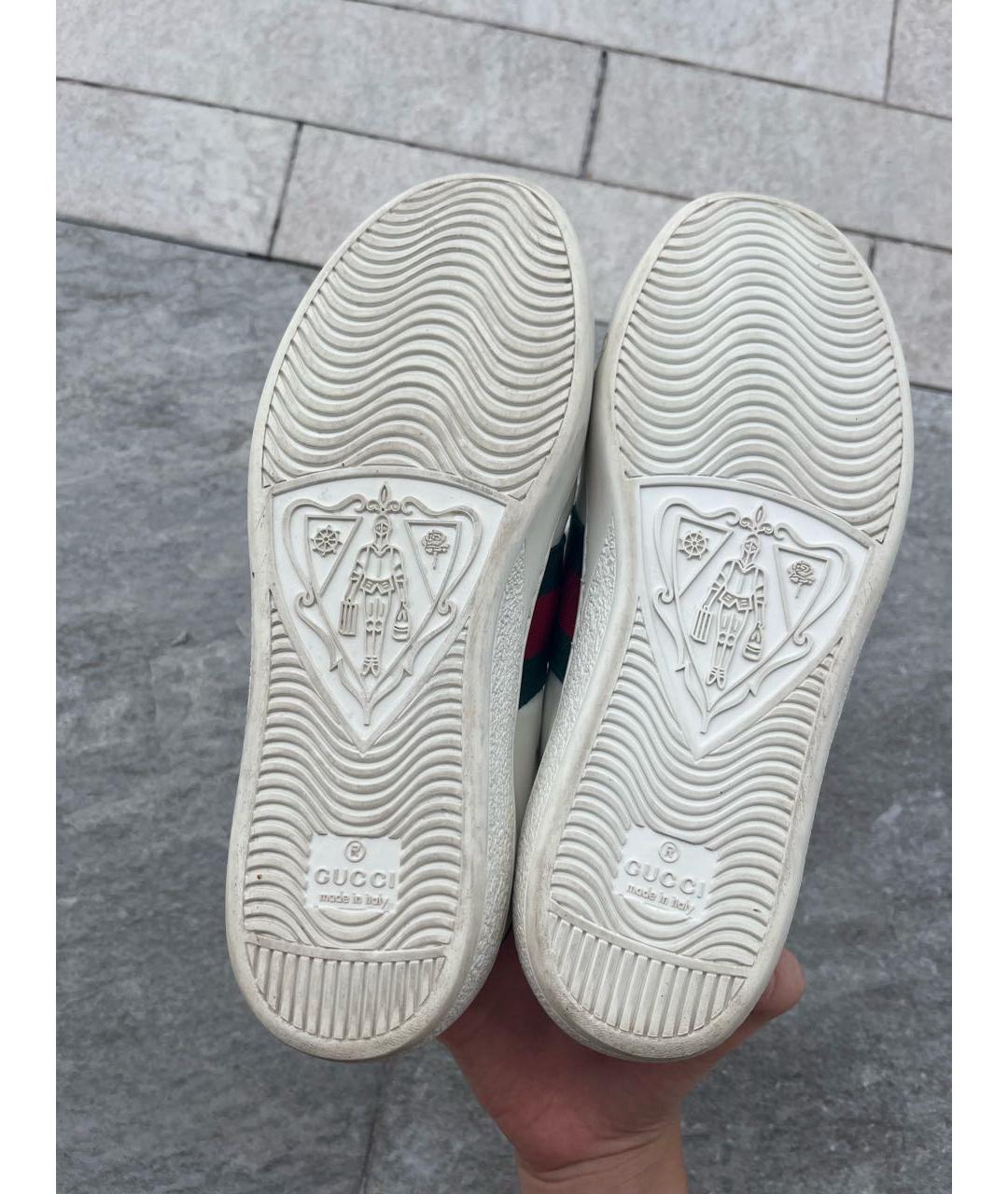 GUCCI Белые кожаные кеды, фото 7