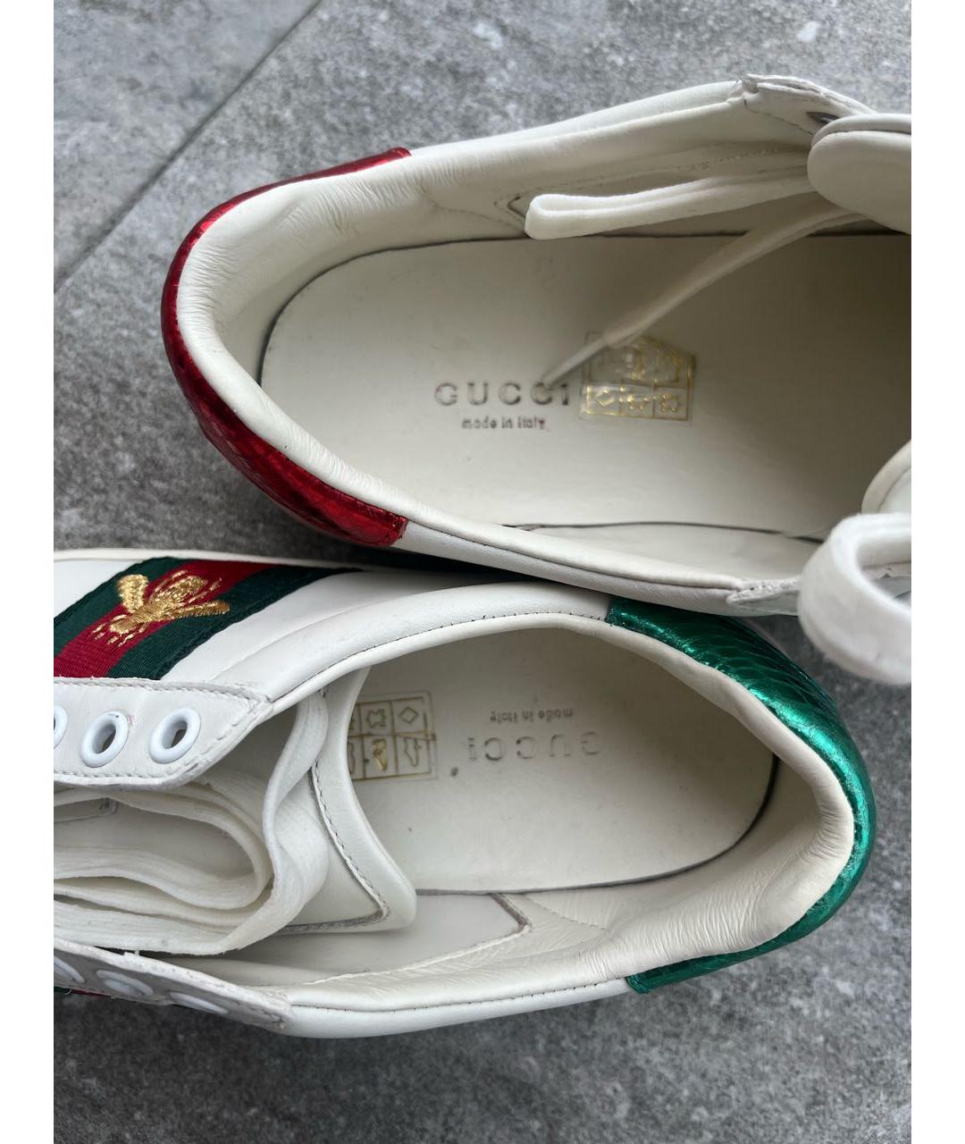 GUCCI Белые кожаные кеды, фото 6