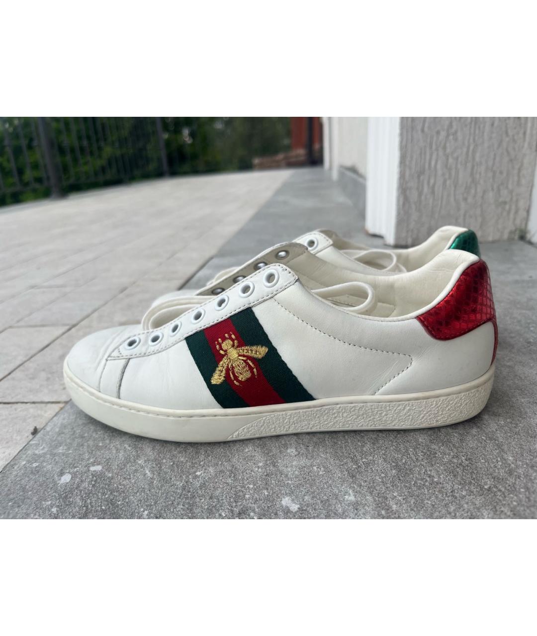 GUCCI Белые кожаные кеды, фото 8
