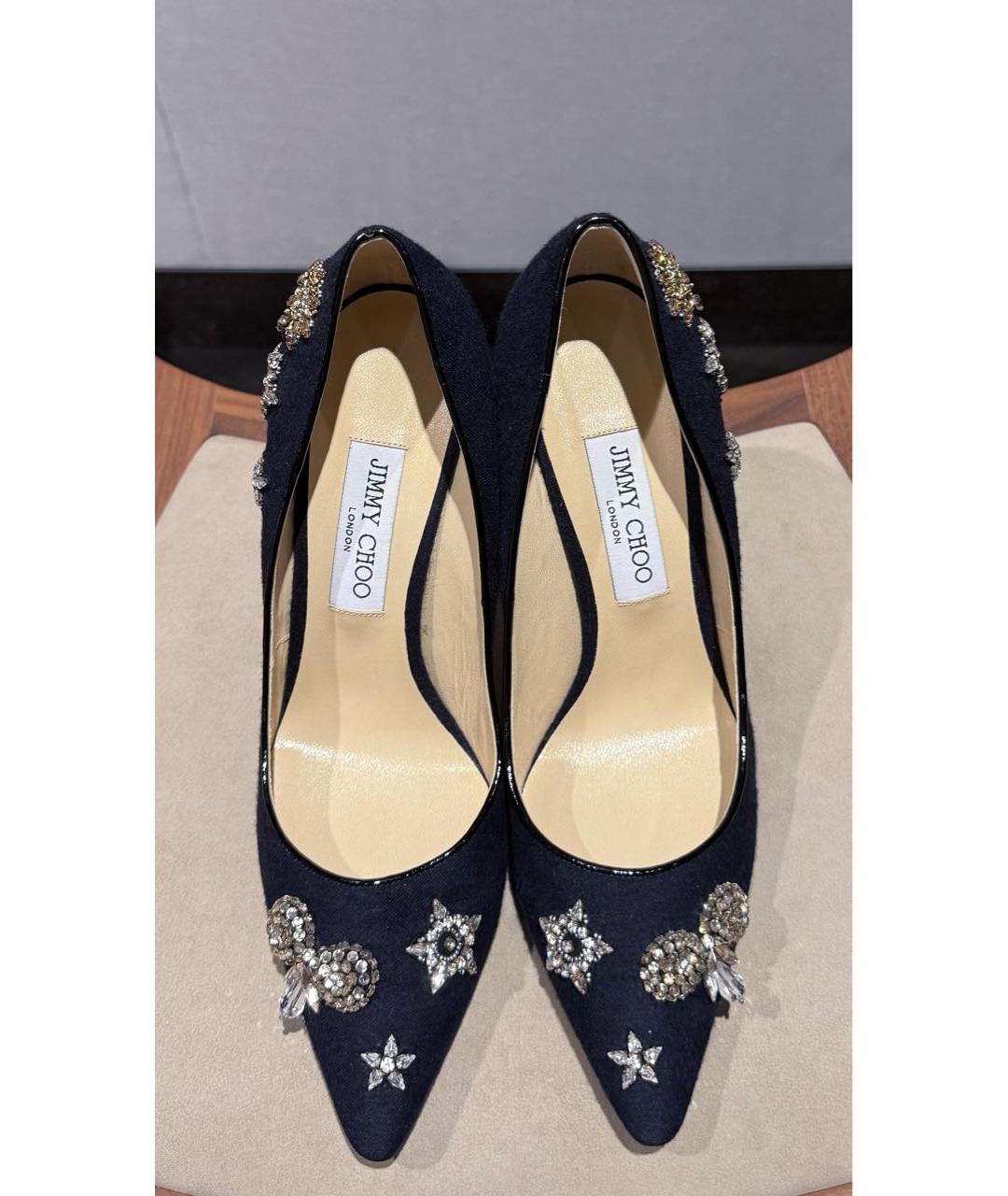 JIMMY CHOO Антрацитовые текстильные туфли, фото 2