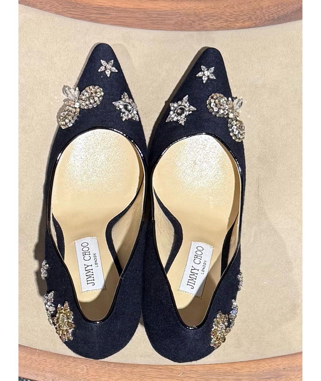 JIMMY CHOO Антрацитовые текстильные туфли, фото 3