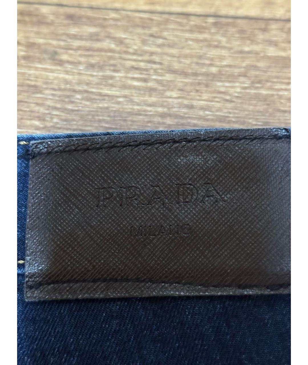 PRADA Темно-синие хлопковые прямые джинсы, фото 4