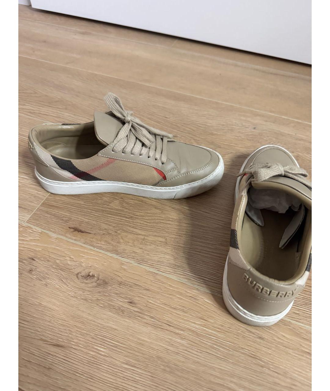 BURBERRY Коричневые кожаные кеды, фото 3