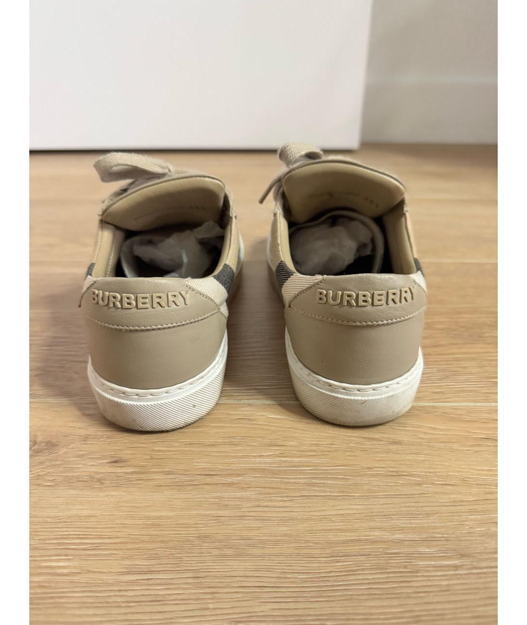 BURBERRY Коричневые кожаные кеды, фото 4