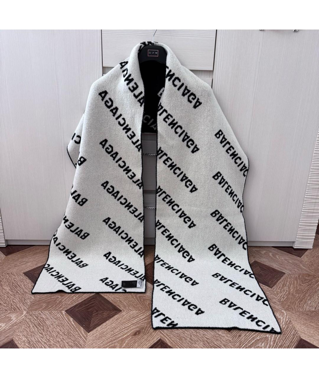BALENCIAGA Белый шерстяной шарф, фото 7