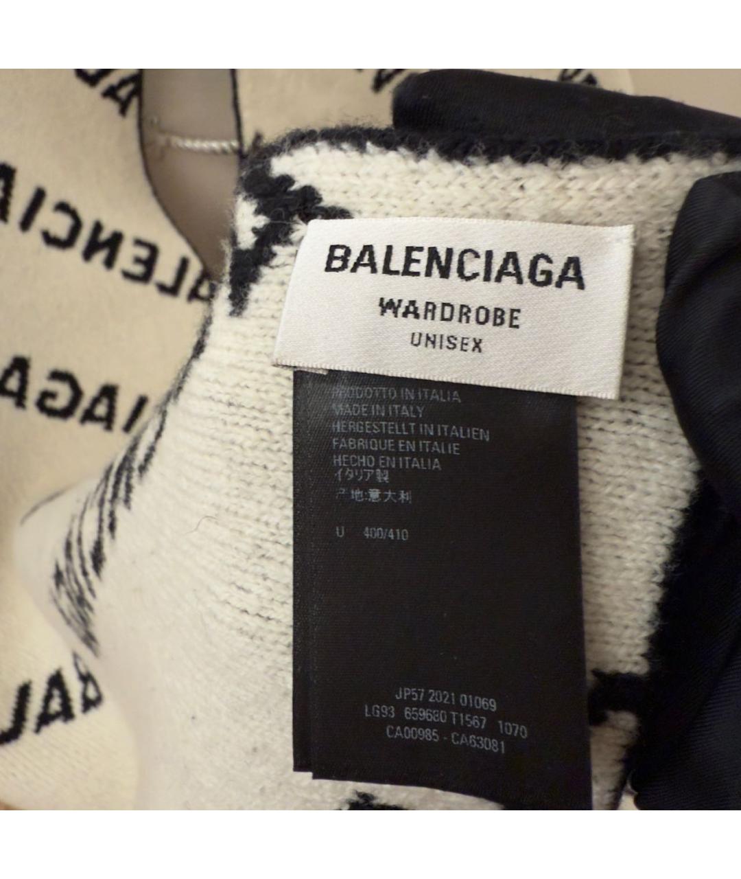 BALENCIAGA Белый шерстяной шарф, фото 5