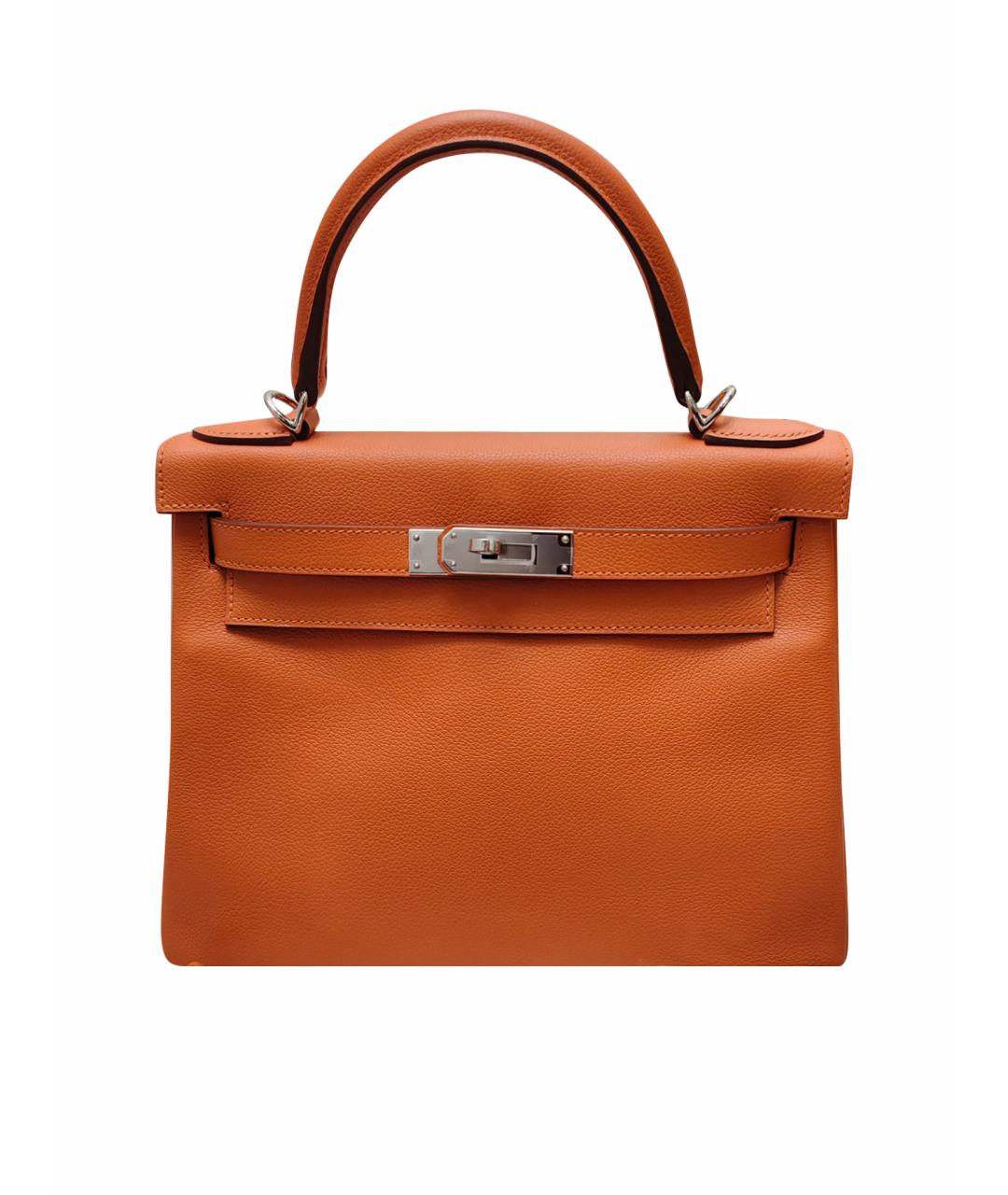 HERMES Оранжевая кожаная сумка через плечо, фото 1