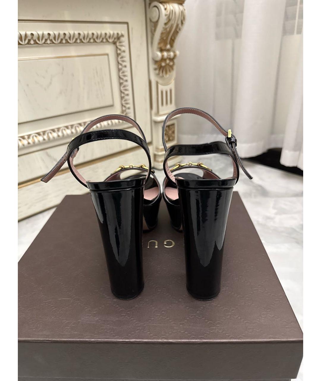 GUCCI Черные босоножки из лакированной кожи, фото 4