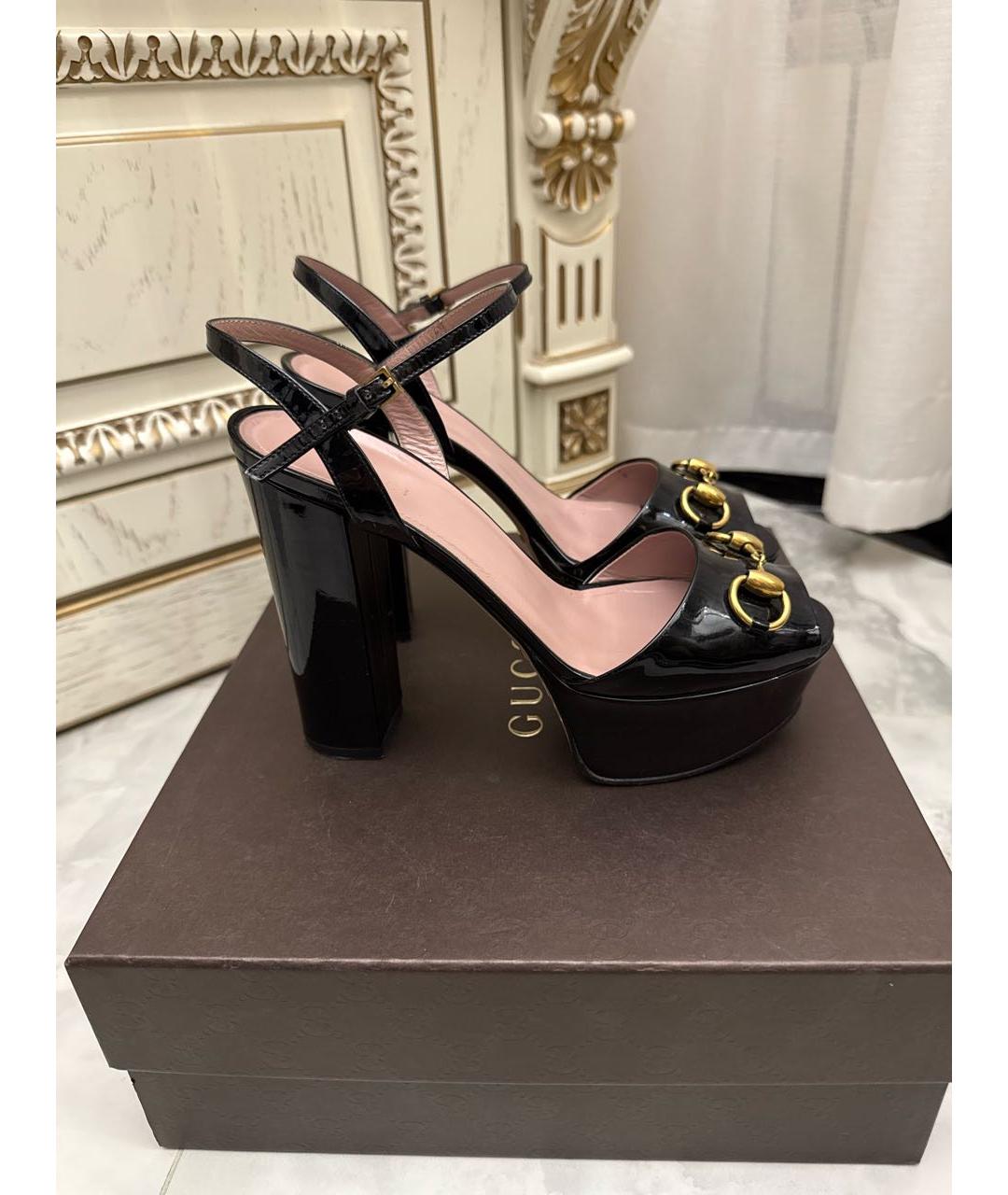 GUCCI Черные босоножки из лакированной кожи, фото 8