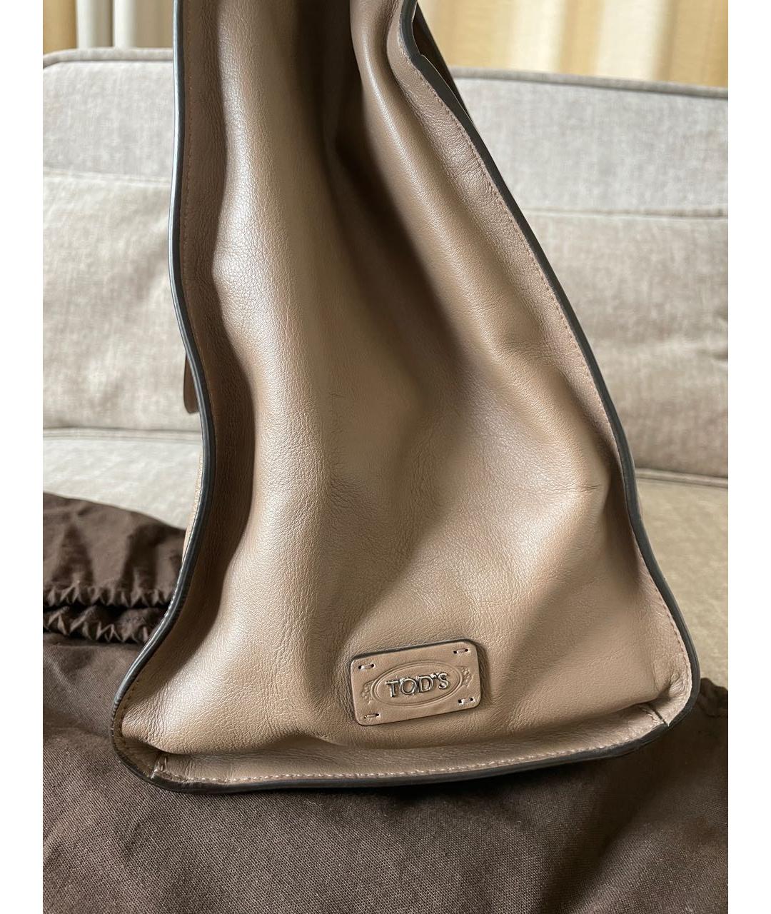 TOD'S Коричневая кожаная сумка тоут, фото 3
