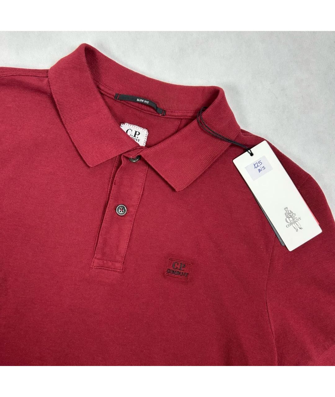 CP COMPANY Бордовое хлопковое поло с коротким рукавом, фото 3