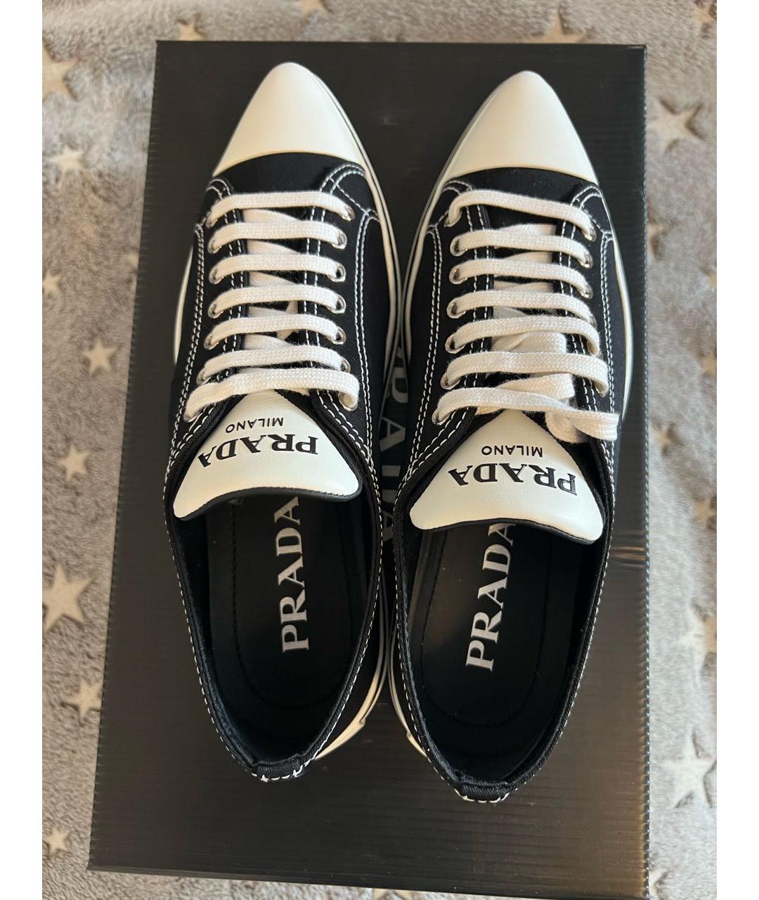 PRADA Черные текстильные кеды, фото 3